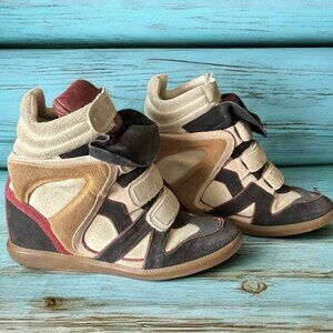 ISABEL MARANT Women’s Bekett High Top Wedge Sneakers Beige EU 39 US 8
